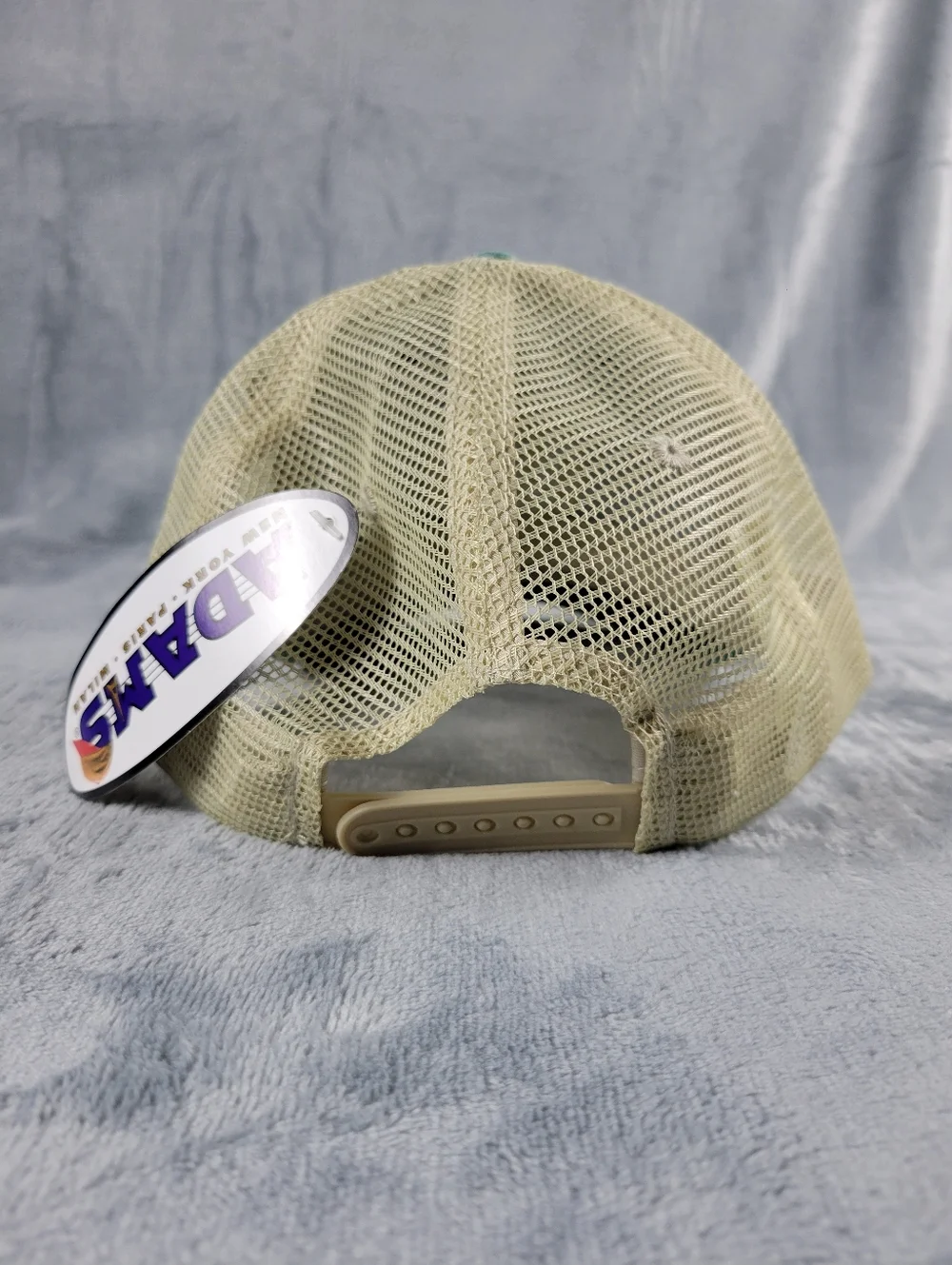 NWT Adams Tin Cup Mountain Whiskey Tan Green Distressed Snapback Trucker Hat